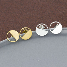Load image into Gallery viewer, Stud Earrings • Minimal • Half Circle
