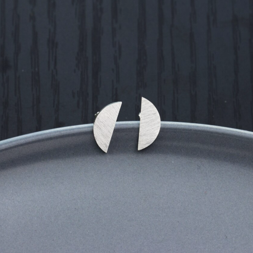 Gold half moon stud earrings in a simple crescent shape - Let's Jam jewellery, Camden Town London