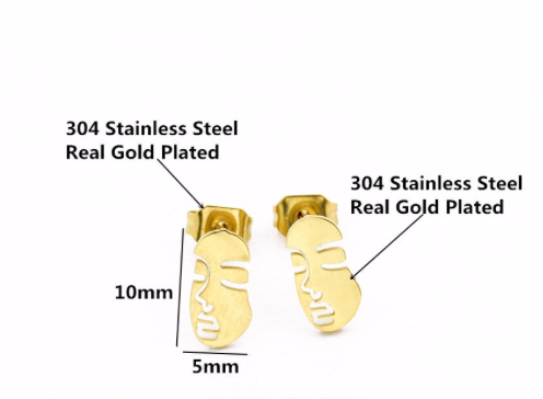 Gold and silver face studs shown together - Let's Jam jewellery, Camden Town