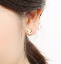 Load image into Gallery viewer, Stud Earrings • Minimal • Palm Leaf
