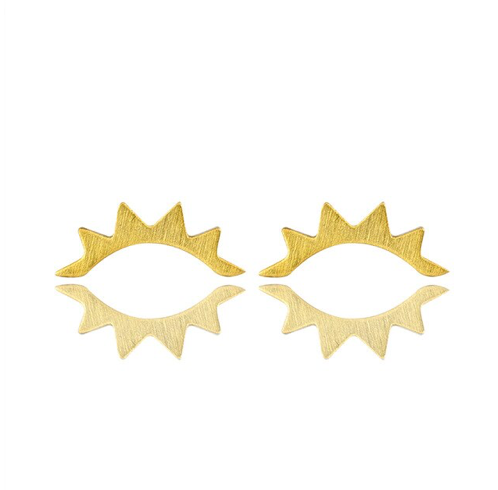 Gold spiky sunburst stud earrings with a bold geometric design - Let's Jam jewellery collection
