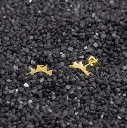 Pair of punky spiked studs placed side by side - Let's Jam, Camden Market, London