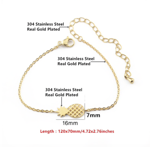 Pineapple charm bracelet worn on the wrist - Let's Jam, Camden Town London