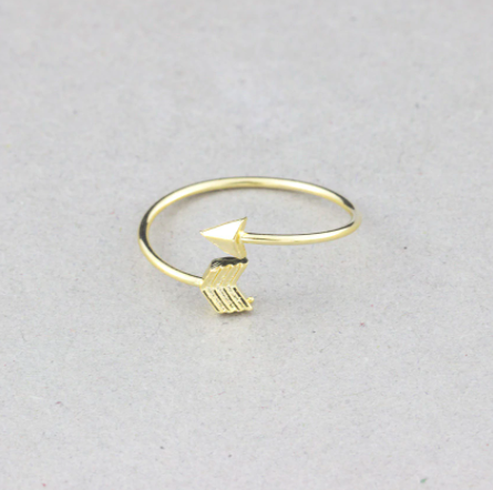 Open arrow ring in gold, silver and rose gold - Let's Jam jewellery, Camden Market, London