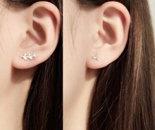 Load image into Gallery viewer, Stud Earrings • Sterling Silver • Asymmetric Twig
