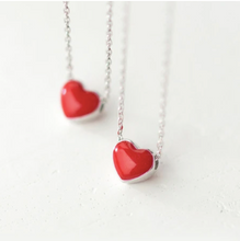 Load image into Gallery viewer, Real Silver Red Heart Necklace
