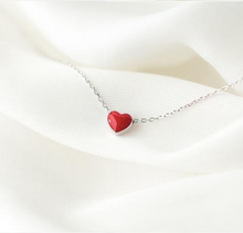 Load image into Gallery viewer, Real Silver Red Heart Necklace
