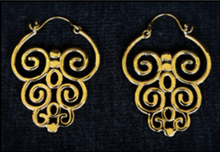 Load image into Gallery viewer, Gold filigree scroll drop earrings with ornate ethnic openwork design - Let's Jam jewellery collection
