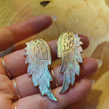 Load and play video in Gallery viewer, Angel Wings • Silver Mother of Pearl Earrings • Hand Carved
