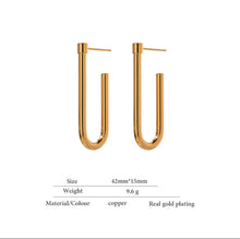 Load image into Gallery viewer, U Earrings • Real Gold Plated

