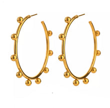 Load image into Gallery viewer, Gold Fortune Wheel Loop Earrings
