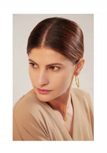 Load image into Gallery viewer, Gold Fortune Wheel Loop Earrings
