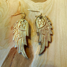 Load image into Gallery viewer, Angel Wings • Yellow Mother of Pearl Earrings • Hand Carved
