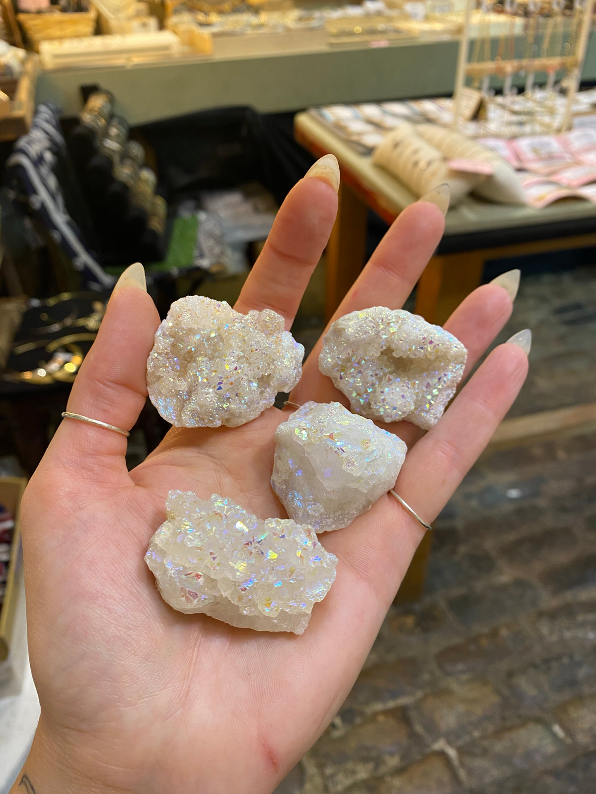 Angel aura quartz cluster, each piece unique - Let's Jam crystals, Camden Market London