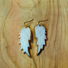 Load image into Gallery viewer, Angel Wings • White Mother of Pearl Earrings • Hand Carved
