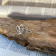 Load image into Gallery viewer, Silver Ring • Lotus Flower • 925 Sterling Silver
