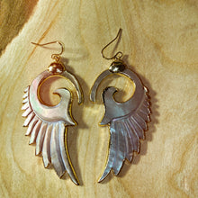 Load image into Gallery viewer, Wings • Silver Mother of Pearl Earrings • Hand Carved
