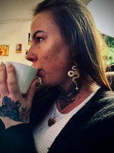 Load image into Gallery viewer, Snakes Earrings with Hanging Star

