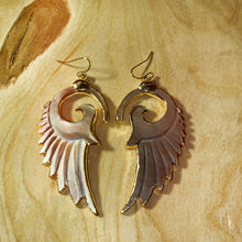 Load image into Gallery viewer, Wings • Silver Mother of Pearl Earrings • Hand Carved
