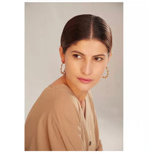 Load image into Gallery viewer, Gold Fortune Wheel Loop Earrings
