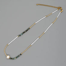 Load image into Gallery viewer, Real Turquoise &amp; Pearl - Miyuki Beads Necklace
