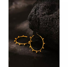 Load image into Gallery viewer, Gold Fortune Wheel Loop Earrings
