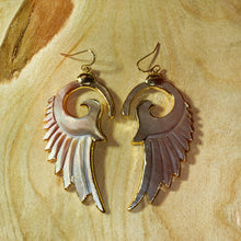 Load image into Gallery viewer, Wings • Silver Mother of Pearl Earrings • Hand Carved
