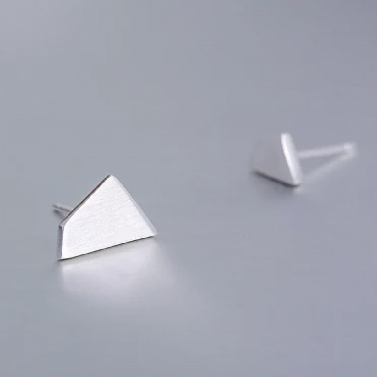 925 sterling silver asymmetrical triangle stud earrings, mismatched geometric design - Let's Jam jewellery collection