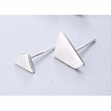 Load image into Gallery viewer, Pair of 925 sterling silver angular studs on a plain background - Let's Jam jewellery, Camden Market
