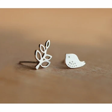 Load image into Gallery viewer, Pair of 925 sterling silver nature studs on a plain background - Let's Jam, Camden Market London
