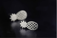 Load image into Gallery viewer, Pair of 925 sterling silver pineapple studs side by side - Let's Jam jewellery, Camden Market
