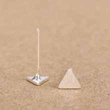 Load image into Gallery viewer, Two silver triangle studs resting side by side - Let's Jam, Camden Town
